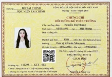 Lịch thi chứng chỉ kế toán trưởng của Học viện Tài chính tháng 10/2026 Mẫu chứng chỉ kế toán trưởng của Bộ Tài chính do Học viện Tài chính cấp