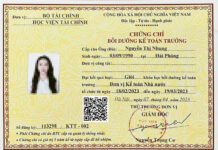 Khóa học kế toán trưởng Học viện Tài chính Mẫu chứng chỉ kế toán trưởng